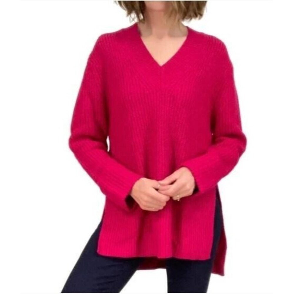 Athleta Shasta Sweater V-Neck Tunic Wool High Low Oversized Retails $149 Size S